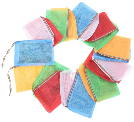 Ciieeo 20 Stück Gebetsfahnen Tibetische Fahnen Handfahne Pferdefahne Handgekurbelte Flagge Sanskrit-schale Leere Leinwandflagge Tibetische Gebetsfahne Gartenflaggen Windflagge Seidentuch