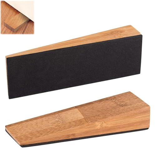 Wjelet 2 Pcs Door Wedge, Wooden Door Wedge,Door Stopper Nail Free Installation Non Slip Dark Color for All Types of Home Bedroom Kitchen Office Doors Furniture