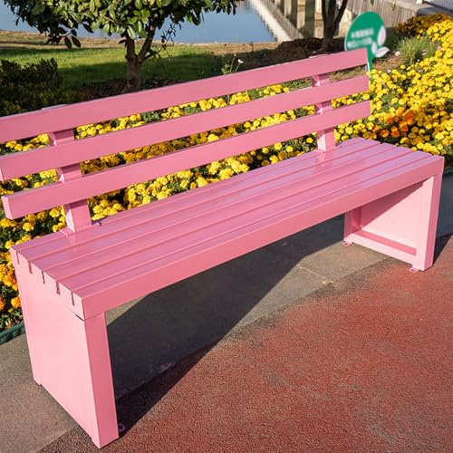 ZUGIATP Gartenbank Aus Metall Für Den Außenbereich Gartenbank Aus Metall Terrassenbank Geeignet Für Den Außenbereich Park Picknick Terrasse Veranda Hinterhof(Pink,100cm/39in)