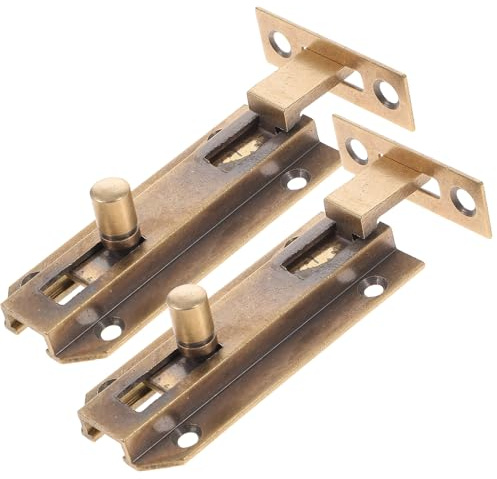 Anneome 2pcs Antique Brass Door Bolt Lock Necked Flush Bolt Latches for Solid Wood French Doors with High Hardness Privacy and Security for Cabinets and Gates
