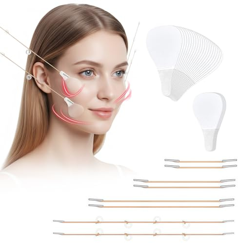 Facelifting Tape Set, 80 Stück Face Tapes & 4 Hebeseile für Sofortige V, Face Lifting Tape, V-Form Instant Faces, Neck and Eye Lift, Make-up Facelifting Werkzeuge Für Gesicht