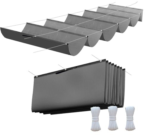 Einziehbares Welle Sonnensegel 1x3m, Verstellbare Pergola Markise mit wasserdichtem & UV-beständigem Segeltuch, Reißfeste Schattenabdeckung Inkl. Befestigungsseilen für Terrasse Pergola,Dunkelgrau