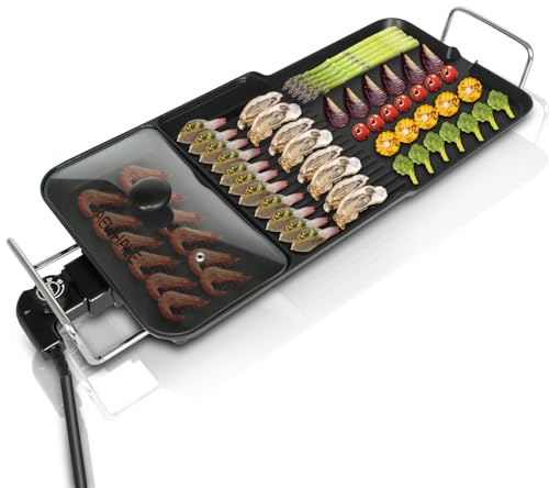 AEWHALE 3-in-1 Electric Grill Plate,Tabletop Grill 2000W XL | Suitable for six people, non-stick coating, adjustable temperature, suitable for indoor and outdoor use
