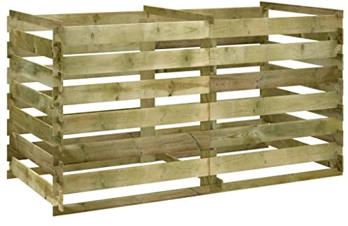 Composteur en Bois, Composteur de Jardin Bac à Compost à Lattes Bois de pin imprégné 180x90x90 cm