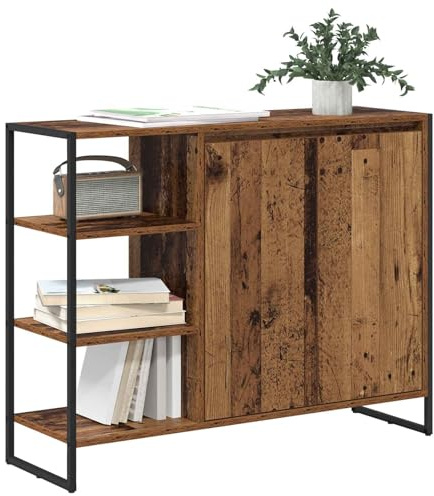 Tomostar Anrichte für Küche, Sideboard, niedrig, Aufbewahrungsschrank, Wohnzimmer, Holz, Antikholz, 96,5 x 30 x 75 cm