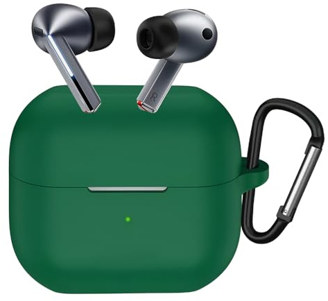 Techsuit für Samsung Galaxy Buds 3, 3 Pro und Buds 3 FE Silikonhülle mit Glattem Ultradünnem Material, Stoßfester Schutz, Kabelloses Laden Kompatibel, Weiche Oberfläche, Minimalistisches Design, Grün