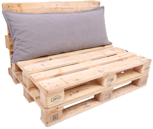 TexDeko® Cord Rückenkissen 120x43x20 cm Rückenlehnenkissen Grau | Weicher Cordstoff, wasserabweisend, UV-beständig, waschbarer Bezug, Indoor & Outdoor Palettenpolster, 320 g/m² Stoffgewicht