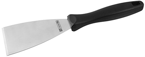 FMprofessional Spachtel CHEF, Kurz-Platte mit Funktionsteil aus Edelstahl, Bratenwender mit ergonomischen Griff (Farbe: Silber/Schwarz), Menge: 1 Stück