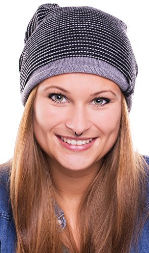 beanie Mütze Moritz - von CHILLOUTS Long Damen und Herren bis Kopfumfang 57cm - Slouch (Grey/Black)