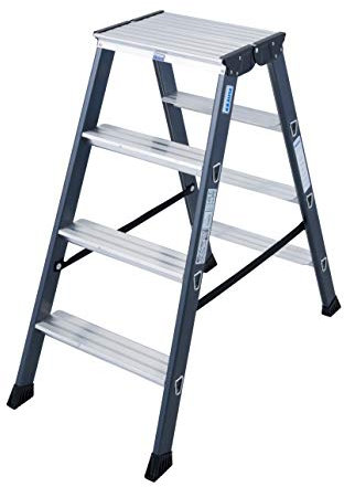 KRAUSE Doppelleiter Sepro D eloxiert, 2 x 4 Stufen, 125811