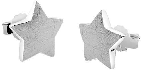 Nenalina Ohrstecker 925 Silber Damen Ohrringe Stern matt gebürstet für Frauen und Mädchen