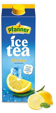 Pfanner Eistee Zitrone – 1 x 2 l Tetra Pak- direkt aufgebrühter Tee mit Limetten- und Zitronensaft – Ice Tea Karton