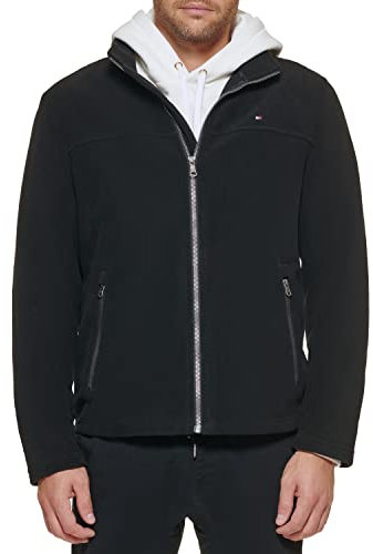 Tommy Hilfiger Herren Lightweight Polar Fleece Jacket Fleecejacke, Schwarz, 2X