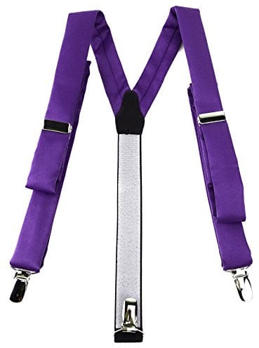 TigerTie schmaler Unisex Hosenträger in Y-Form mit 3 extra starken Clips - Farbe in lila einfarbig Uni - hochwertige Verarbeitung