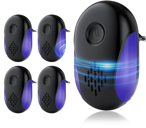 Etpark Répulsif Ultrason Souris et Rats 4 Pack,Puissant Ultrasonique Contre Les Nuisibles for Anti Mouse Rats Rongeurs Araignée and Other Pests Efectively(Noir)