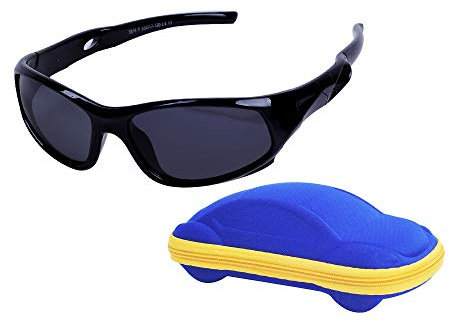Sport-Sonnenbrille für Kinder, polarisiert, bruchsicher, für Jungen und Mädchen (3-12 Jahre) + Brillenbänder + Brillenetui