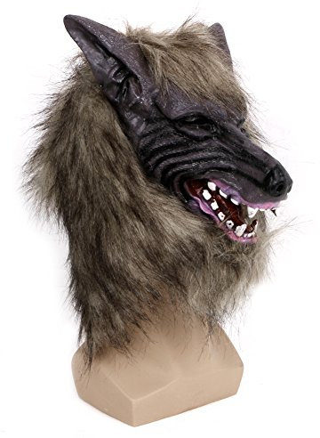 GET Freshs Kostüm Kostüm Maske, Latex Tier Wolf Kopf mit Haarmaske für Halloween-Party