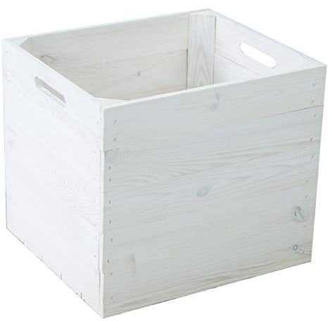 Holzkiste Aufbewahrungskiste Weinkiste Obstkiste Regalkiste Maße 33x37,5x32,5cm passend für alle Kallaxregale und Expidit Regal (WEISS)