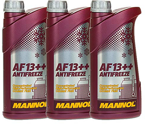 MANNOL 3 x 1 Liter AF13++ Antifreeze Kühlerfrostschutz Konzentrat Rot G13