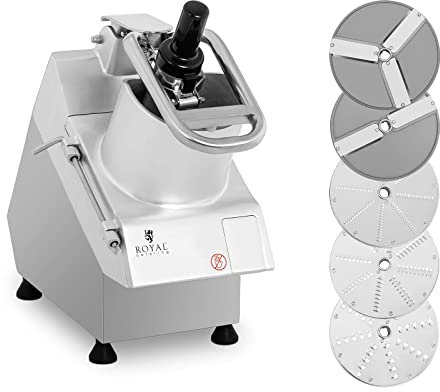 Royal Catering Commercial Vegetable Cutter Electric Veggie Slicer Food Processor 750W 5 Blades RCGS-750 (3 Slicing Discs, 2 Shredding Discs, 2 Slots, 280rpm)