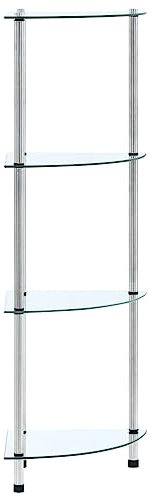 vidaXL Regal mit 4 Ablagen Vitrine Glasregal Dekoregal Sammlervitrine Standregal Glasvitrine Bücherregal Vitrinenschrank Transparent 30x30x100 cm Hartglas