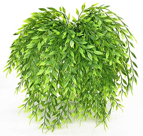 LoveniMen Künstliche Weidenweide, Kunststoffpflanzen, Grünsträucher, falsche hängende Ranke, Efeu-Girlande, für drinnen und draußen, Haus, Garten, Veranda, Parterre, Wandkörbe, UV-beständig, 4 Stück