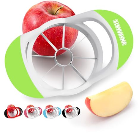 SCHVUBENR 3.5 Inch Apple Slicer - Professional Apple Cutter - Stainless Steel Apple Corer - Super Sharp Apple Slicer and Corer - Apple Tool with 8 Sharp Blades(Green)
