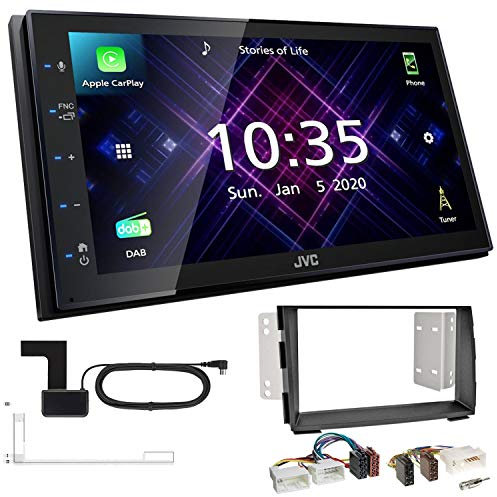JVC KW-M565DBT 2-DIN Autoradio mit DAB Antenne passend für KIA Venga ab 2009 schwarz