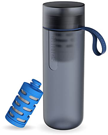 Philips GoZero Gourde filtrante Bleue Grise AWP2712BLR/10 - + 1 filtre fitness - Filtre le Chlore et autres contaminants