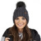 VIVISENCE Wintermütze Mit Bommel Damen Perfekte Passform Warmes Strickmütze Herbst Frauen Mütze Für Winter Aufgerolltem Design Für Extra Wärme Ideal Für Kalte Wintertage, Dunkelgrau,Einheitsgröße