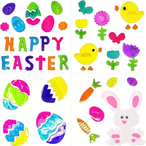 Ostern Gel-Fensteraufkleber 4 Blätter Gel Clings
