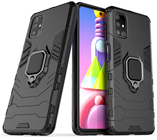 Kompatibel mit Samsung Galaxy M51 Hülle, Ring Ständer Magnetischer Handyhalter Auto Caseme Schutzhülle Case (Schwarz)