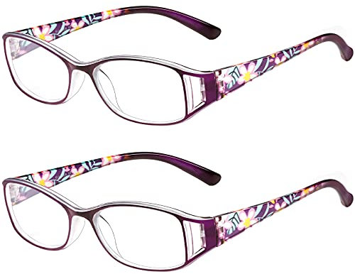 SaNgaiMEi Blaulichtfilter Lesebrille Damen Herren Computerbrille, Bequeme und flexible Blaulichtbrille Lesehilfen Sehhilfe Brille mit Sehstärke (Lila, 1.0, multiplier_x)