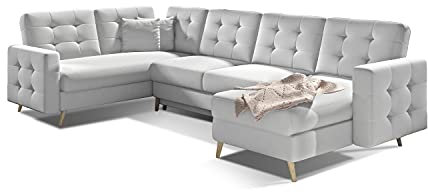 All4All Ecksofa Angela mit Schlaffunktion Bettkasten Eckcouch U-Form Polstersofa Sofa Couch Wohnlandschaft 23 (Soft17)