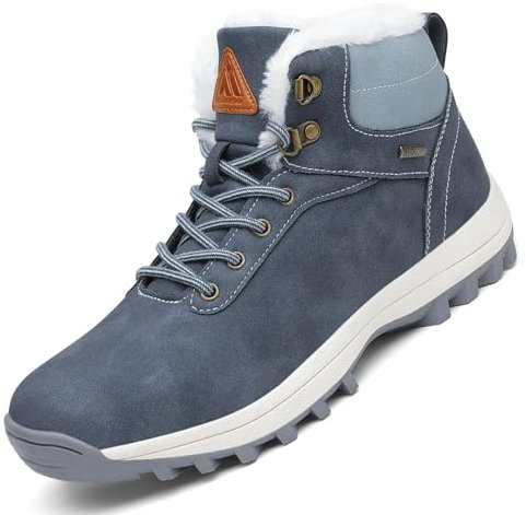 Mishansha Uomo Scarpe Invernali Donna Stivali da Neve Calda Stivaletti Impermeabili da Trekking Blu scuro, 38 EU