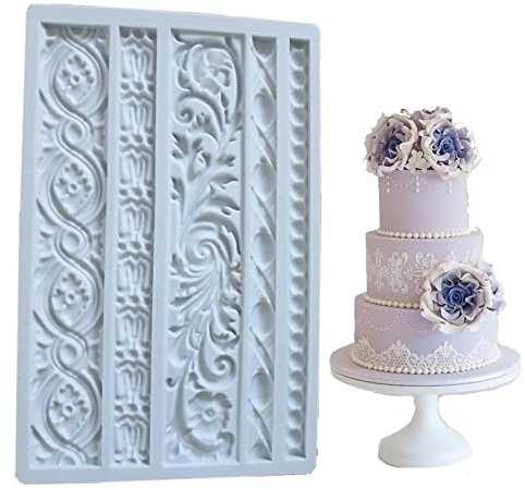 Yuemuop Relief Barock Silikon Fondant Form, Silikonform, Strickseil, europäischer Rahmen, Dekoration, Werkzeuge, zum Backen, Basteln, Dekoration aus Polymerton, Seife, Cupcake