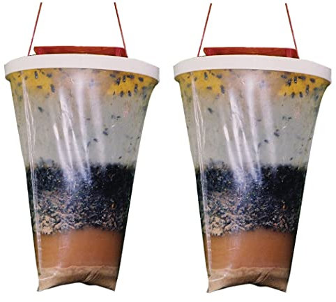 2pcs Fly Trap Bags, Disposable Fly Catcher Outdoor Large Capacity Hanging Fly Traps Killer Non-Toxic Control for Outdoor Garden, Farm, Horse Barn