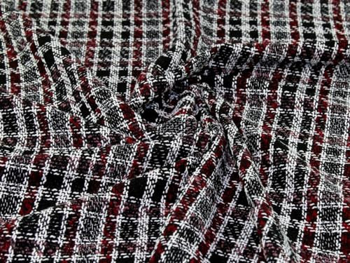 Gewebter Tweed-Beschichtungsstoff, Schwarz und Rot, Meterware