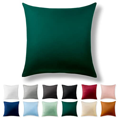 Alreya Renforcé Kissenbezug 40 x 40 cm - 100% Baumwolle mit Reißverschluss, Superweicher Kopfkissenbezug 40x40, Kissenhülle, Forest Green Waldgrün, nur Kissenbezug