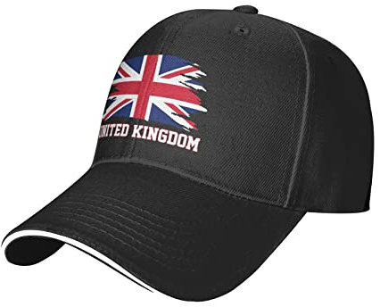 LOUJIN United Kingdom Flagge Baseball Cap Atmungsaktiv Verstellbare Sportmütze Sommer Sonnenhut Schwarz für Damen Herren, Schwarz , One size