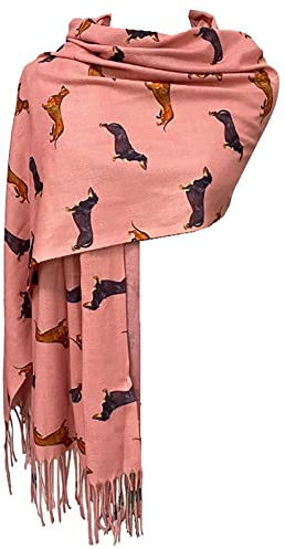 GFM® DGSHL-A Schal mit Dackel-Motiv, Kaschmir-Textur, für Herbst und Winter, Dg-00-rosa, L