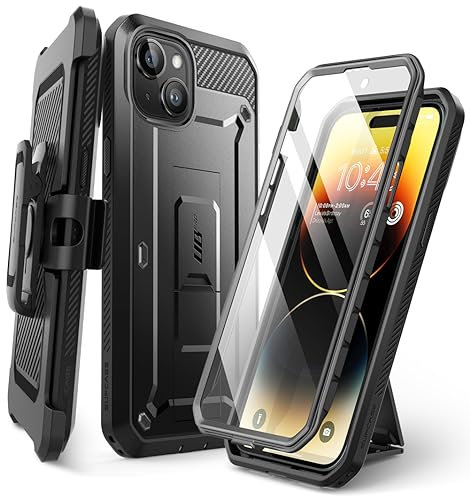 SUPCASE Outdoor Hülle für iPhone 15 Plus (6.7) Handyhülle 360 Grad Case Bumper Schutzhülle Cover [Unicorn Beetle Pro] mit Displayschutz 2023 Ausgabe, Schwarz