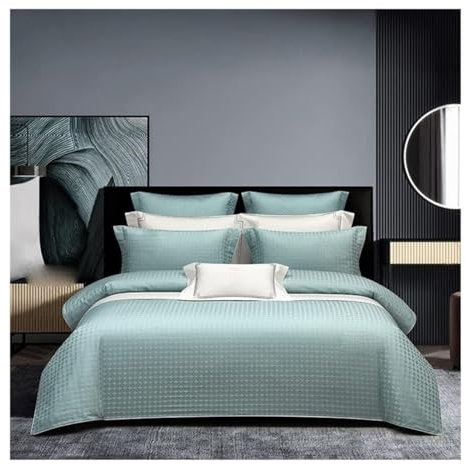 DRMEE Bettwäsche Exquisite Bettwäsche Aus Baumwoll-Jacquard-Satin, Vierteilig, Schlicht, Hautfreundlich, Weich Bettwäsche-Set (Color : A, Size : 1.8/2m Bed)