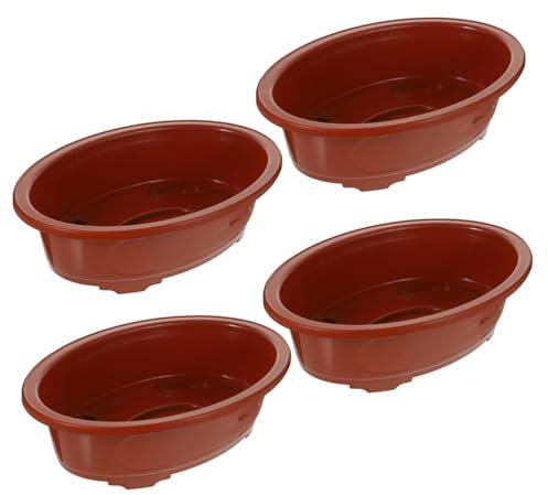 VINTORKY 4 Stück Blumentopf Starter-Pflanztopf Pflanzentopf Blumentöpfe plastikblumen im Topf Bonsai-Behälter für den Garten Sukkulenten Pflanztöpfe drinnen ovales Becken Kaktus Tablett