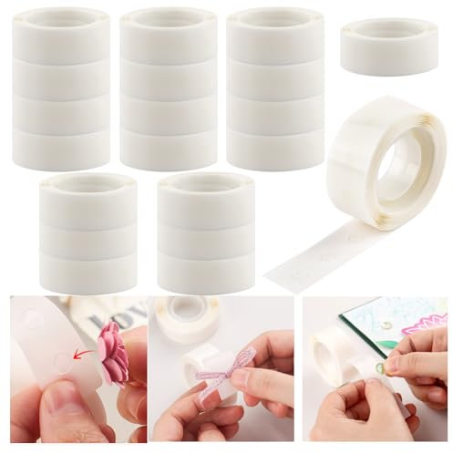 OTCRAFT 6000 unidades de 1/8 pulgadas (3 mm), 20 rollos de puntos adhesivos ultrafinos, mini puntos de pegamento transparentes extraíbles, calcomanías de doble cara adhesivas permanentes para globos,