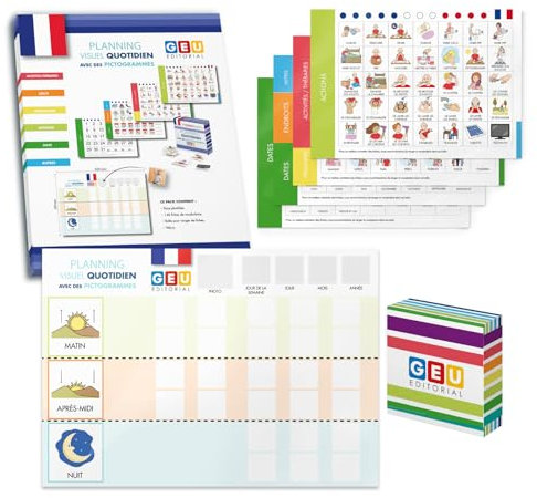 Tableau Organisation | Autisme Materiel Enfant | Pictogramme Autisme | Tableau De Routine Enfant | Autism Supplies and Developments | Planning Visuel Quotidien avec des Pictogrammes (Français)