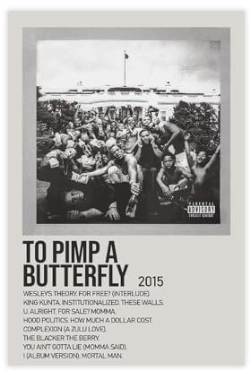 yiili Poster To Pimp A Butterfly von Kendrick Lamar, Sänger, Musik-Cover-Poster, Leinwand-Poster, Wandkunst, Dekordruck, Bild, Gemälde für Wohnzimmer, Schlafzimmer, Dekoration, ungerahmt, 50 x 75 cm