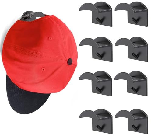 Qinsky Selbstklebende Huthaken,8Pcs Cap Halterung Wand Selbstklebende Hut-Haken Kappenhaken für die Wandmontage,Geeignet für Alle Arten von Mützen,Schals,Taschen,Handtüchern
