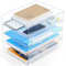 Winter Shore Bandejas Plastico Transparente para Papel (Pack de 4) - Organizador Escritorio Pet Apilable, Organización de Oficina, Cartas, Documentos, Fondo Convexo - 32 x 25,3 x 7,6 cm Cada Bandeja