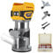 Cordless Compact Router, Mellif Brushless Palm Trimmer Route Compatible with Dewalt 18V Battery(NO Battery) 28,000RPM 600W w/Fixed Base, 12PCS 1/4 Router Bits, 5 Speeds, Roller Guide, Dust Hood